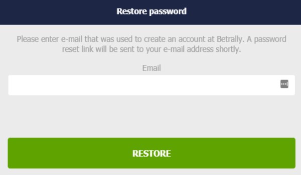 Betrally password restoration