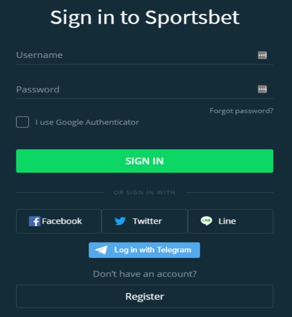 Sportsbet.io sign in details