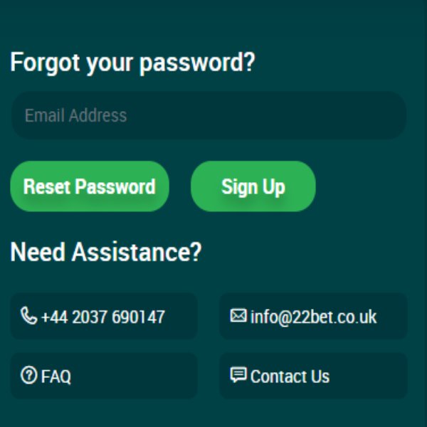 22bet password recovery