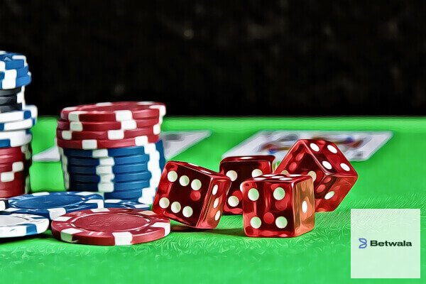 Casino Dice and Chips in a Table