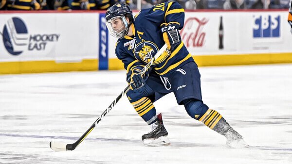 a man playing ice hockey